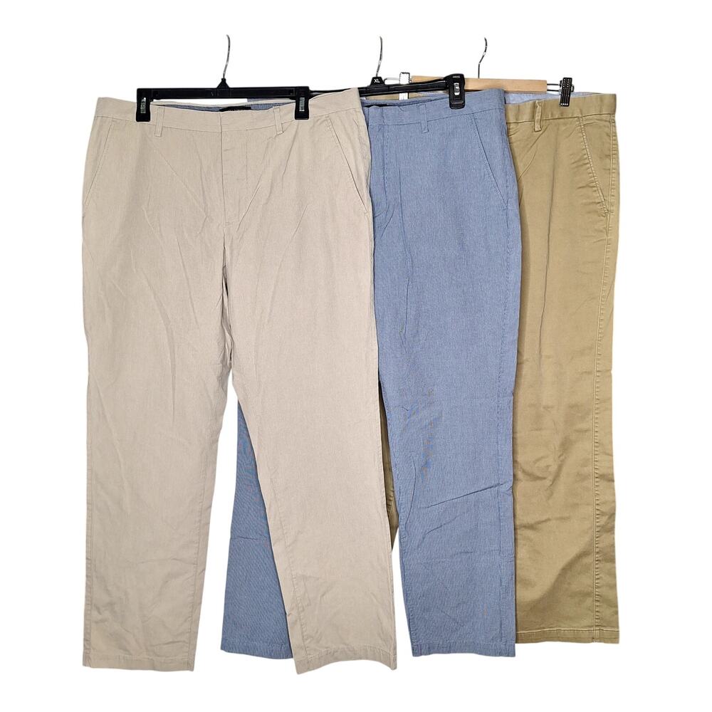 Banana Republic Men Kentfield Pants 35/36 Trouser Khakis Chinos Cotton Pinstripe